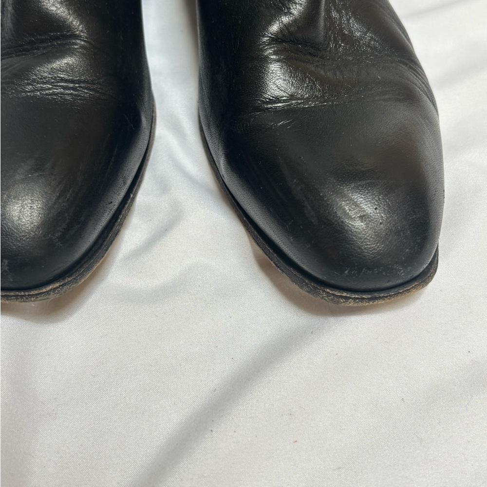 John fluevog black leather ankle boots size 10.5 low heel western minimalist - Picture 5 of 12